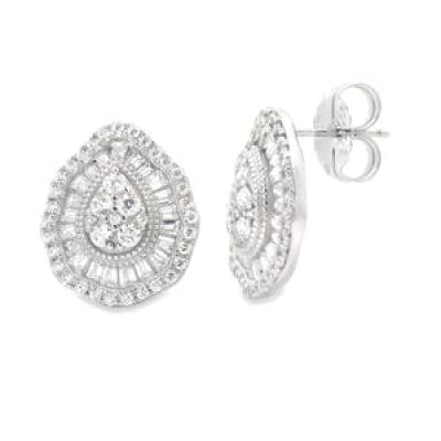 Genuine Cubic Zirconia Earrings Sterling Silver